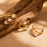 Spiral Zircon Adjustable Open Ring