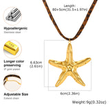 Starfish Shell Leopard Cord Necklace