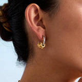 Vintage Two-Tone C-Shape Drop Earrings