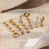 Round Zircon Long Chain Dangle Earrings