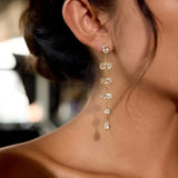Round & Square Zircon Tassel Earrings