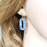 Hollow Green Stone Square Earrings