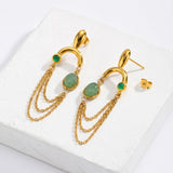 Green Aventurine Tassel Drop Earrings