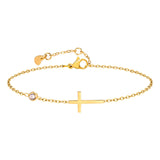 Birthstone CZ Cross Chain Bracelet