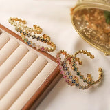 Gold Zirconia Flower Cuff Bracelet