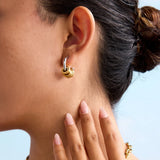 Vintage Two-Tone C-Shape Drop Earrings
