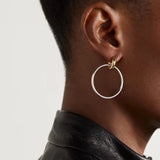 Large Two-Tone Huggie Hoop Earrings