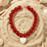 Acrylic Beaded Heart Pendant Necklace
