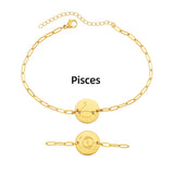 Zodiac Coin Charm Chain Bracelet