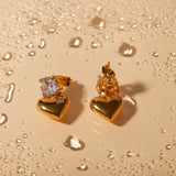 Love Heart PVD Gold Drop Earrings