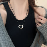 Horseshoe Pendant Leather Necklace