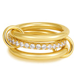 Multilayer Connecting Cubic Zirconia Ring