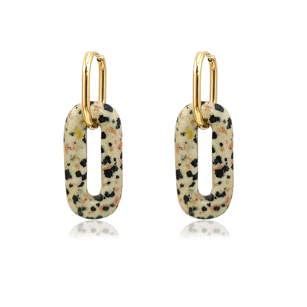 Hollow Stone Square Earrings