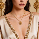 Tiger Eye Daisy Pendant Necklace