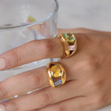 Colorful Zircon Square Open Ring