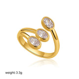 Oval & Square Zircon Open Ring