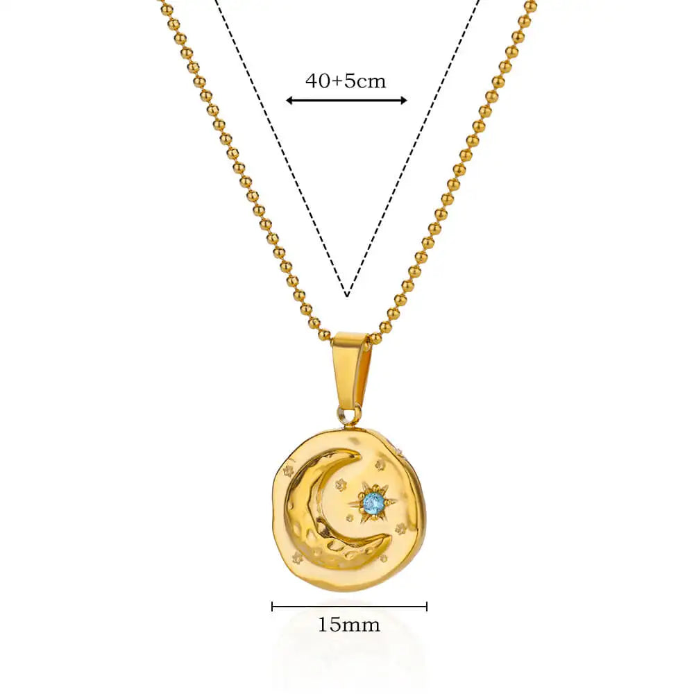 Zircon Star & Moon Necklace