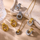 Two-Tone Knot Twist Stud Earrings