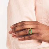 Green Cubic Zirconia Three-Link Ring