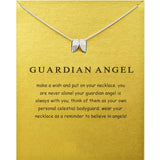 Alloy Guardian Angel Wings Pendant Necklaces for Women Birthday Gifts with White Message Card Reminder Jewelry Wholesale