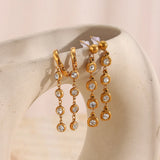 Round Zircon Long Chain Dangle Earrings