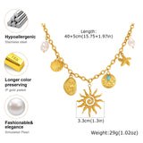 Gold Sunburst & Starfish Necklace