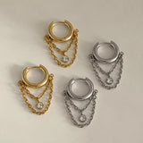 Zircon Chain Tassel Hoop Earrings