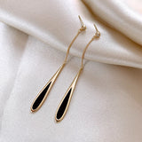 Black Tassel Drop Earrings