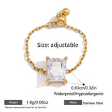 Sparkling CZ Heart Adjustable Chain Ring