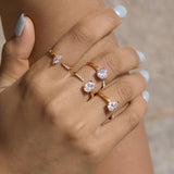 Geometric Zircon Rhinestone Open Ring