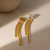 Square Zircon Tassel Chain Drop Earrings