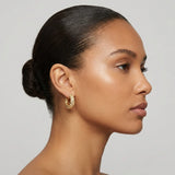Shiny Zircon Inlay Circle Hoop Earrings