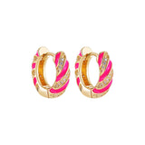 Boho Enamel Flower Hoop Earrings