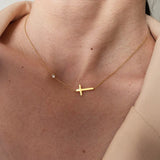 Dainty Sideways Cross Choker