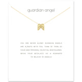 Alloy Guardian Angel Wings Pendant Necklaces for Women Birthday Gifts with White Message Card Reminder Jewelry Wholesale