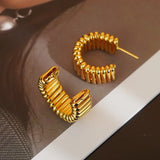 Geometric C-Hoop Stud Earrings