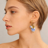 Round Ceramic Bead Hoop Earrings
