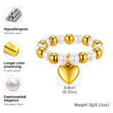 Two-Tone Pearl Heart Stretch Ring