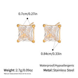 Multicolor Square Zircon Stud Earrings