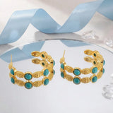Turquoise Stone Hoop Earrings