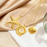 Starfish Shell Leopard Cord Necklace