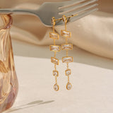 Round & Square Zircon Tassel Earrings