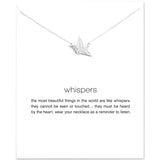 Whispers Card Necklace Origami Crane Pendant