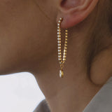 CZ Rhinestone Long Tassel Drop Earrings