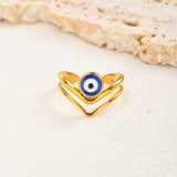 Gold Evil Eye V-Ring