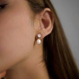 Zircon & Pearl Pendant Earrings