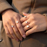 Sparkling CZ Heart Adjustable Chain Ring