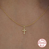 18k Gold Plated Zircon Cross Necklace