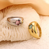Five-Pointed Star CZ Zircon Chunky Ring