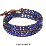 Azure Lapis Leather Wrap Bracelet